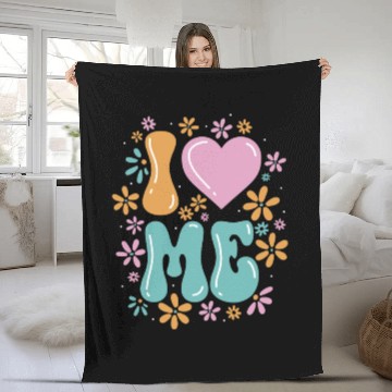 Discover I Love Me Balloon Heart Decor Flower Floral Fleece Blankets