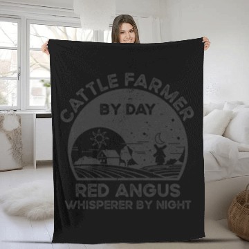 Discover Cattle Farmer Whirer Cow Rancher Red Fleece Blankets