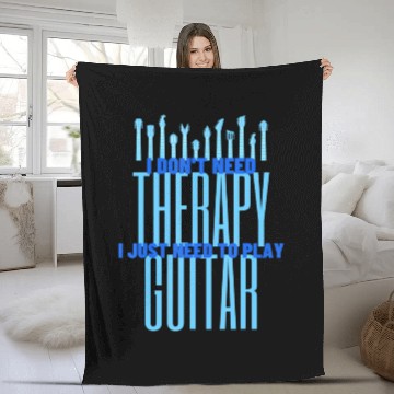 Discover I Just Need To Play Guitar Player Funny Guitar Fleece Blankets