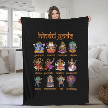 Discover Hindu Gods Shiva Ganesha Hanu Hinduism Goddess Fleece Blankets