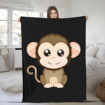 Discover Cute, Joyful Monkey - Kawaii Style Fleece Blankets