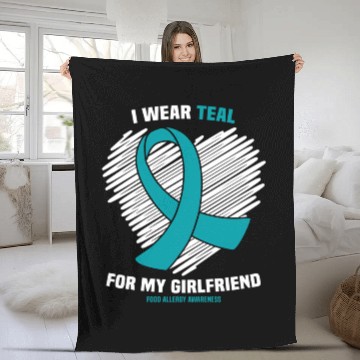 Discover I Wear Teal For My Girlfriend Food Allergy Fleece Blankets