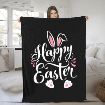 Discover Happy Easter Bunny Rabbit Face Easter Day Fleece Blankets