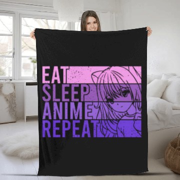 Discover Anime Fleece Blankets Eat Sleep Anime Repeat Anime