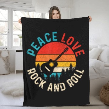 Discover Peace Love & Rock & Roll Guitar Player Guitarist Fleece Blankets