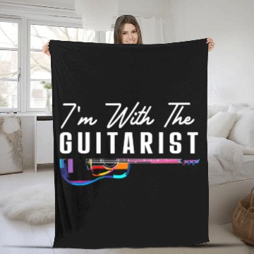 Discover I'M With The Guitarist Girlfriend Guitar Player Fleece Blankets