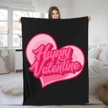 Discover Happy Valentine typography Fleece Blankets