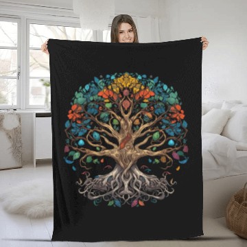 Discover Epic Legendary Viking Tree of Life,Plant Lover Fleece Blankets