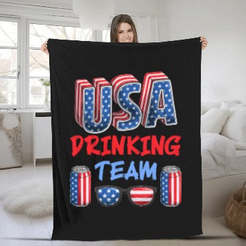 Discover USA Drinking Team America Party US Patriots Fleece Blankets