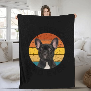 Discover Best Frenchie Dad Ever French Bulldog Fleece Blankets