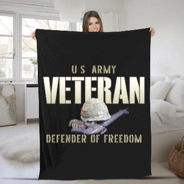 Discover US Army Veteran: Defender of Freedom Fleece Blankets