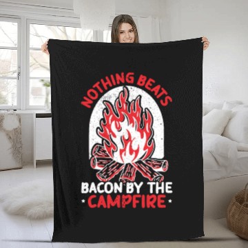 Discover Camping And Bacon Meat Camp Camper I Love Bacon Fleece Blankets