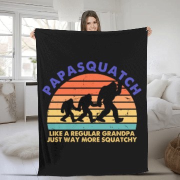 Discover Papasquatch Like A Regular Grandpa Bigfoot Fleece Blankets