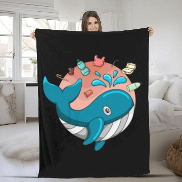 Discover Earth Day Plastic Blows Whale Lover Plastic Free Fleece Blankets