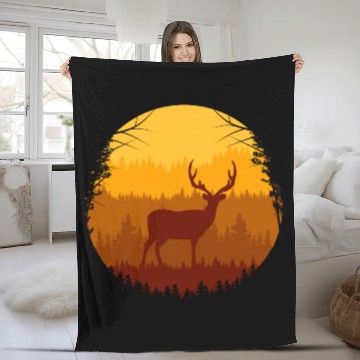 Discover Autumn Forest And Deer Fleece Blankets