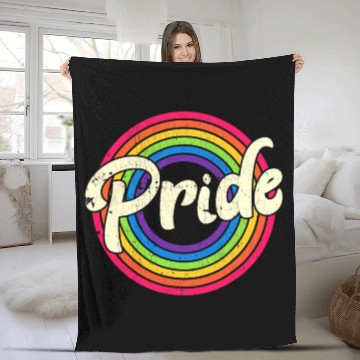 Discover Gay Pride Vintage LGBT Rainbow Flag Lesbian Fleece Blankets