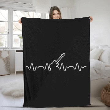 Discover Electric Guitar Heartbea Guitarist Guitar Player Fleece Blankets