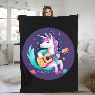 Discover Unicorn Guitar Sunset Fleece Blankets