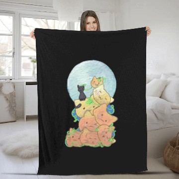 Discover Cat Pumpkin Pile Fleece Blankets