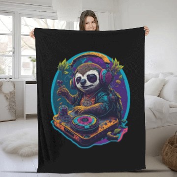 Discover DJ Sloth Fleece Blankets