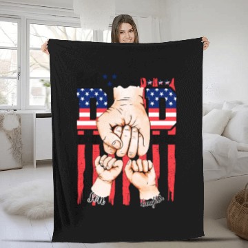 Discover Best Dad Ever Team American Flag Father's Day Fleece Blankets
