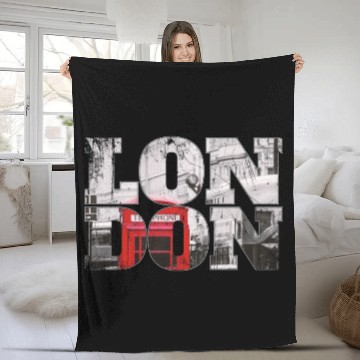 Discover London England Phototography Illustration Fleece Blankets
