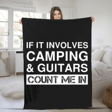 Discover Funny Camping And Guitars RV Outdoor Camper Fleece Blankets
