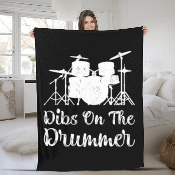 Discover Funny Dibs On The Drummer Girls Drum Fleece Blankets