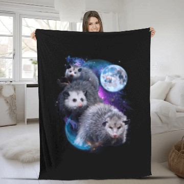 Discover 3 Moon Opossum Marsupial Rodent Opossum Novelty Fleece Blankets