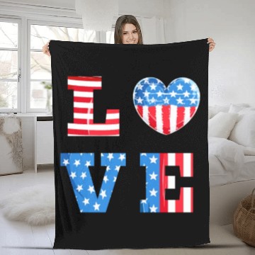 Discover LOVE America Independence Day USA Patriots Fleece Blankets