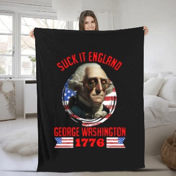Discover George Washington 1776 Suck it England USA Fleece Blankets