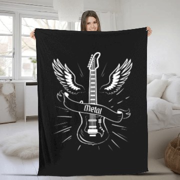 Discover Black Hard Rock Guitar Fleece Blankets