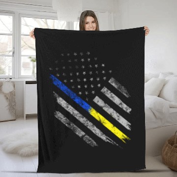 Discover Gold Blue Line 911 Police Dispatcher First Fleece Blankets