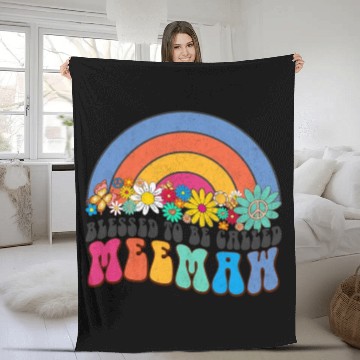 Discover Blessed To Be Called Meemaw Rainbow Groovy Fleece Blankets