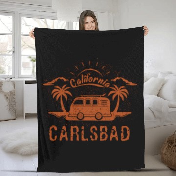 Discover Carlsbad Ca California Surfing Beach Fleece Blankets