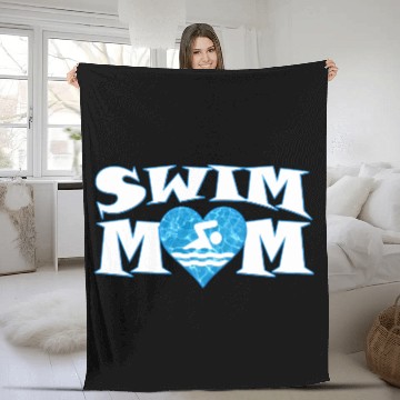 Discover Swim Mom He Shaped Pool Water Swimmer Swimming Fleece Blankets