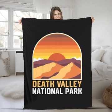 Discover Death Valley National Park Retro Style Fleece Blankets