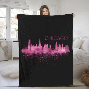 Discover Chicago yline Fleece Blankets