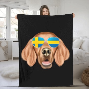 Discover Swedish Flag Irish Setter Dog Sweden Pocket Fleece Blankets