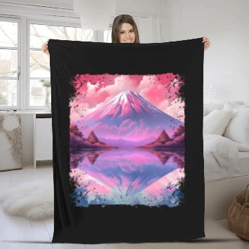 Discover Aesthetic Vaporwave Volcano Japan Sight Mount Fuji Fleece Blankets