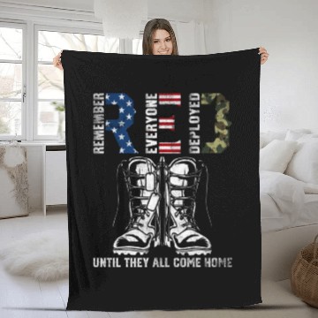 Discover Remember Everyone Deployed Us Flag Camouflage Red Fleece Blankets