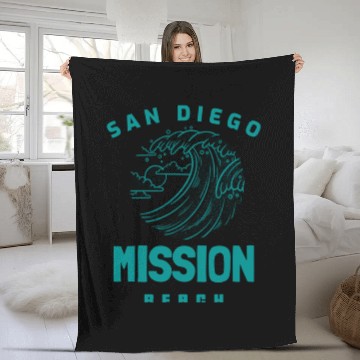 Discover Beautiful Mission Beach San Diego California Fleece Blankets