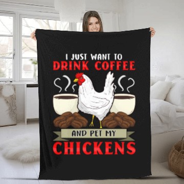 Discover Chicken Whirer I Love My Chickens Coffee Addict Fleece Blankets