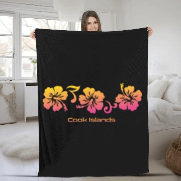 Discover Cook Islands Hibiscus Souvenir Vacation Fleece Blankets