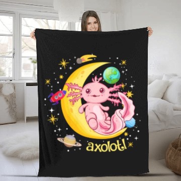 Discover Space Axolotl Kawaii Fleece Blankets Pastel Goth Japanese An