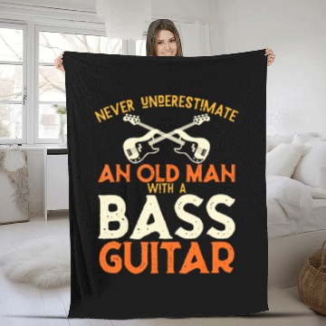 Discover Never Underestimate An Old Man With A Bass Guitar Fleece Blankets