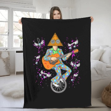 Discover Psychedelic Hippie Pyramid Playing Guitar Music Fleece Blankets