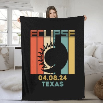 Discover America Total Solar Eclipse 040824 Texas 2024 Fleece Blankets