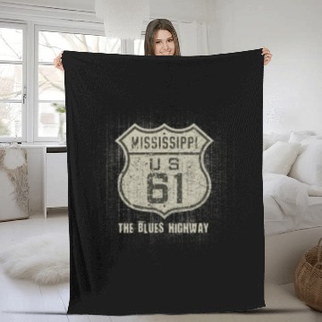 Discover Mississippi Us 61 The Blues Highway Fleece Blankets