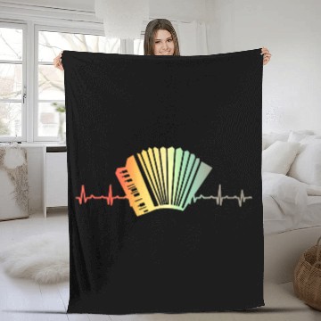 Discover Retro Heartbeat Piano Air Accordion Squeezebox Fleece Blankets